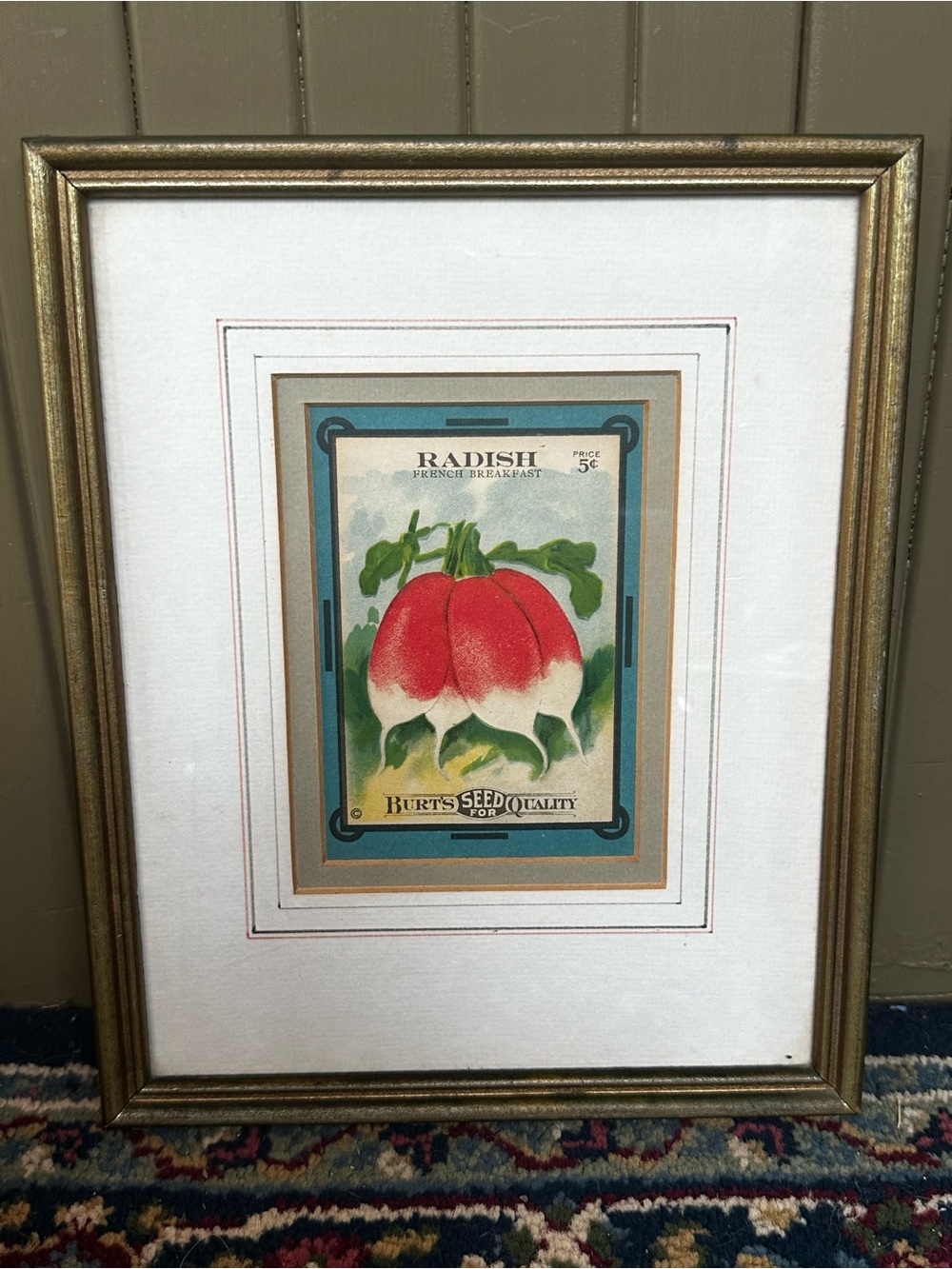 William D. Burt “French Breakfast” Framed Matted Seed Packet 11x9